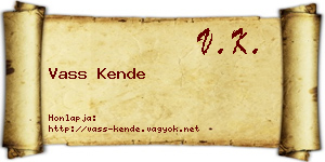 Vass Kende névjegykártya